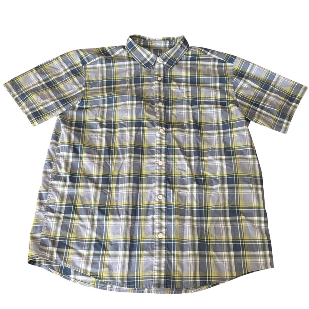 Patagonia | Mens XL | Blue Green Plaid Organic Cotton Blend Short Sleeve Shirt